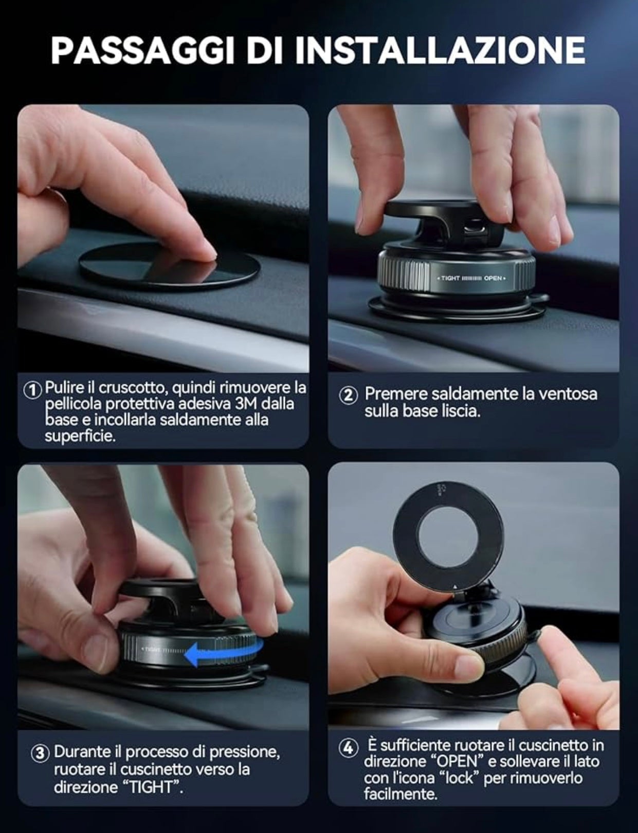 Supporto magnetico per telefono rotazione a tre assi.